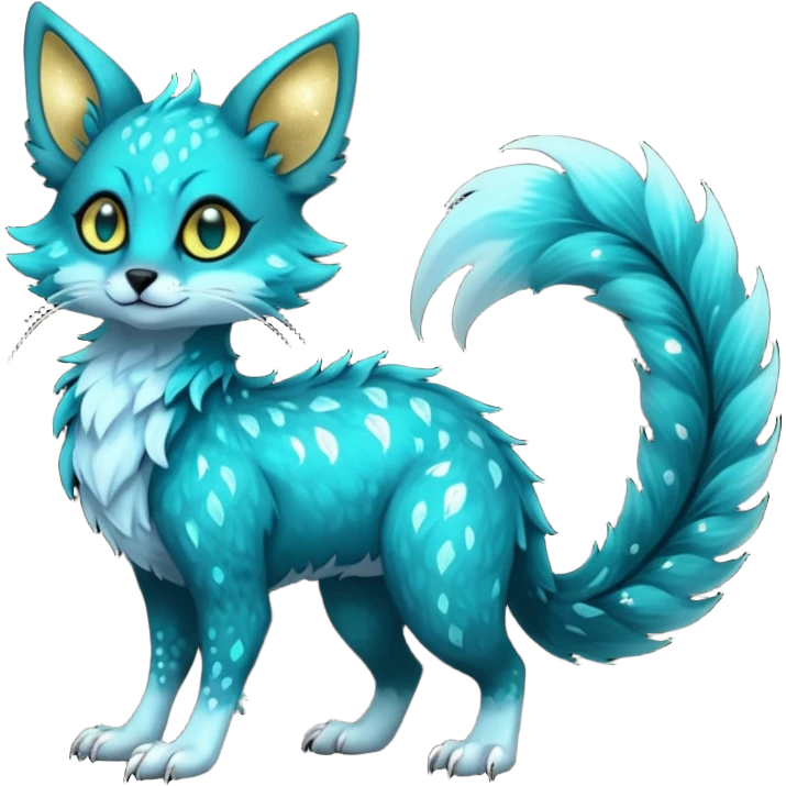 Feral Rare Fantasy Dark gothic spooky  sparkly shiny Vernid-Trico-species by LiLaiRa, random markings, tufted tail, tufted ears, full body emoji