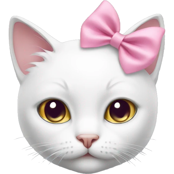 White cat with pink bow emoji