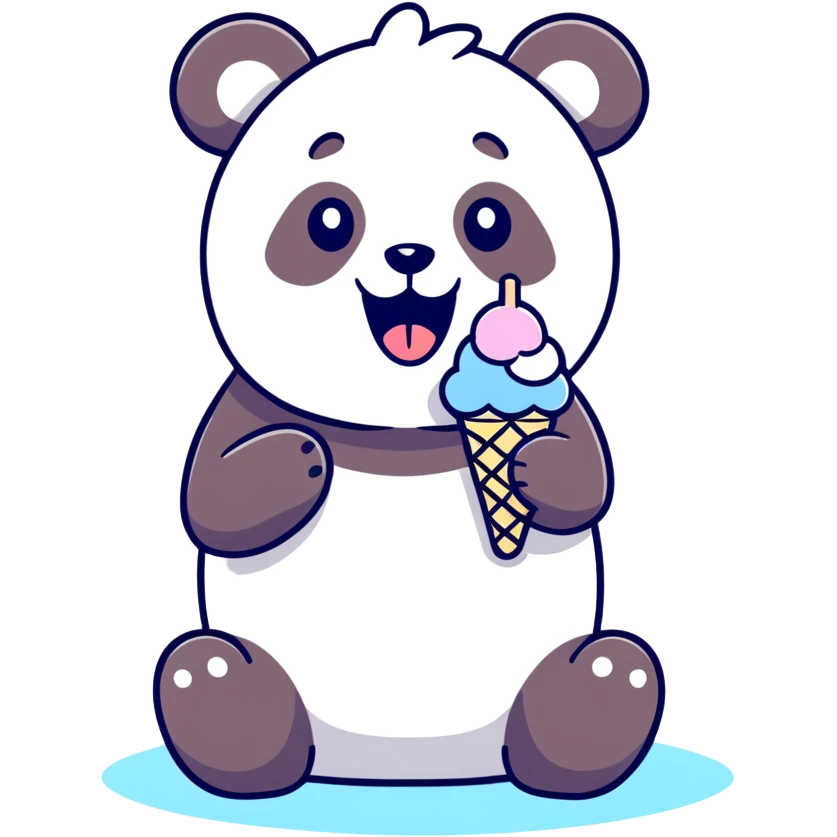 Panda eating ice cream emoji