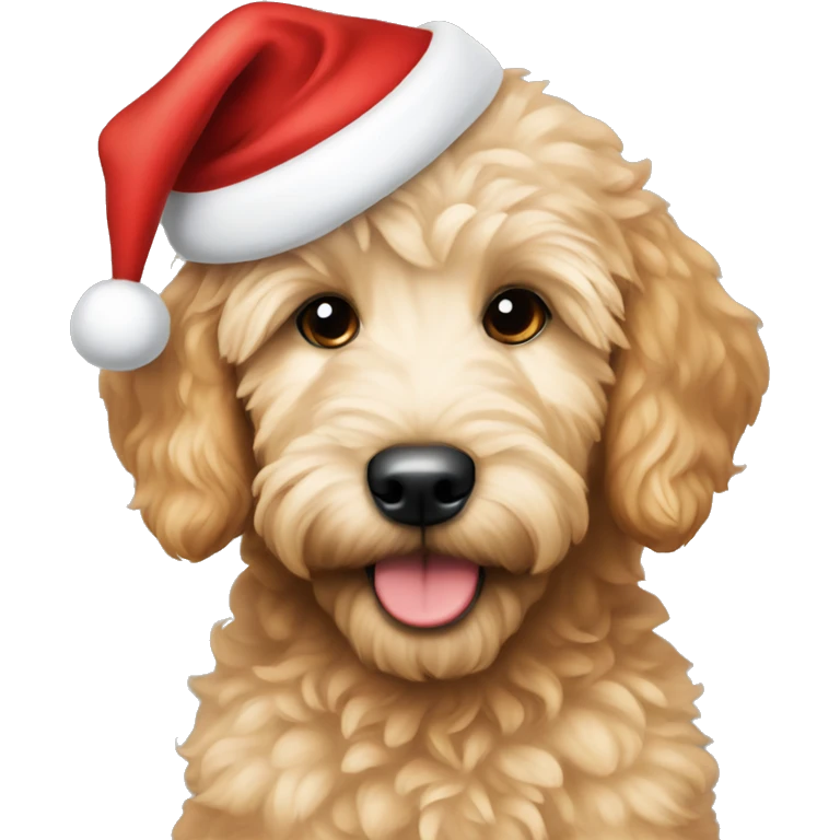 golden doodle puppy wearing a santa hat  emoji