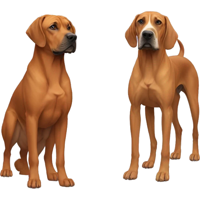 white male with long rainbow colored hair standing alongside a brown rhodesian ridgeback emoji