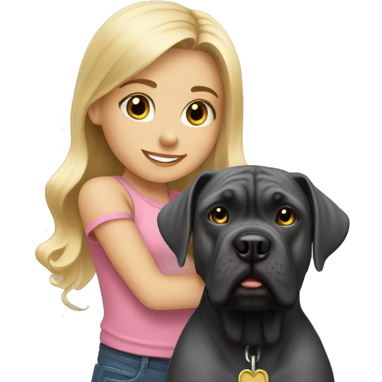 Little blonde girl with cane corso emoji