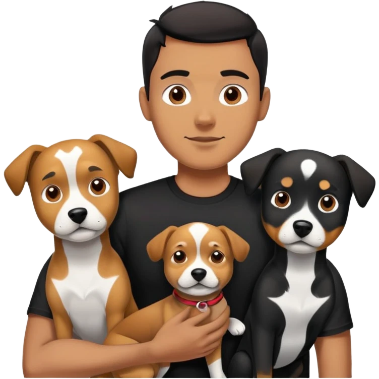 Bold man with two dogs, one black and one black with white emoji