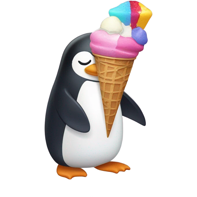 Pinguin eating ice cream emoji