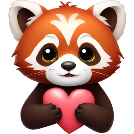 Red panda hugging a heart emoji