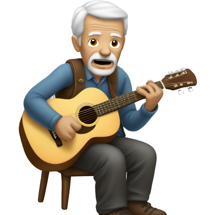 Old Man playing acoustic guitar  emoji