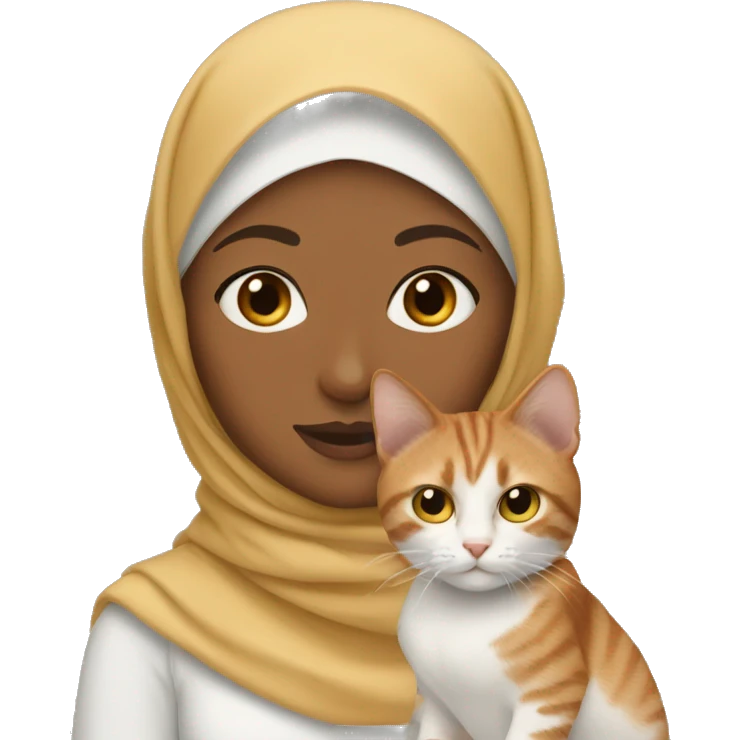 Hijabi girl with two cats, one ginger, one brown emoji