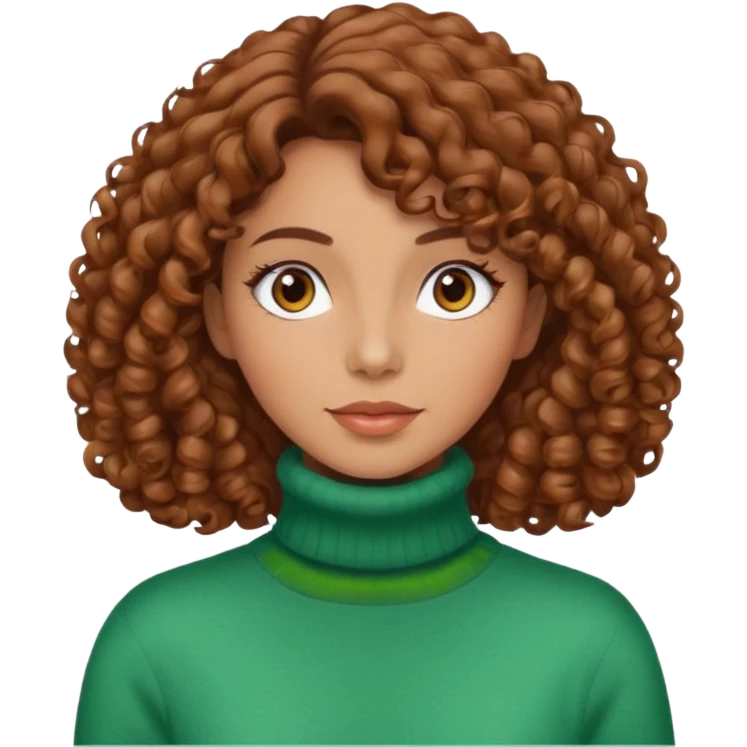 Lady with brown curly hair wearing a Turtleneck sweater emoji