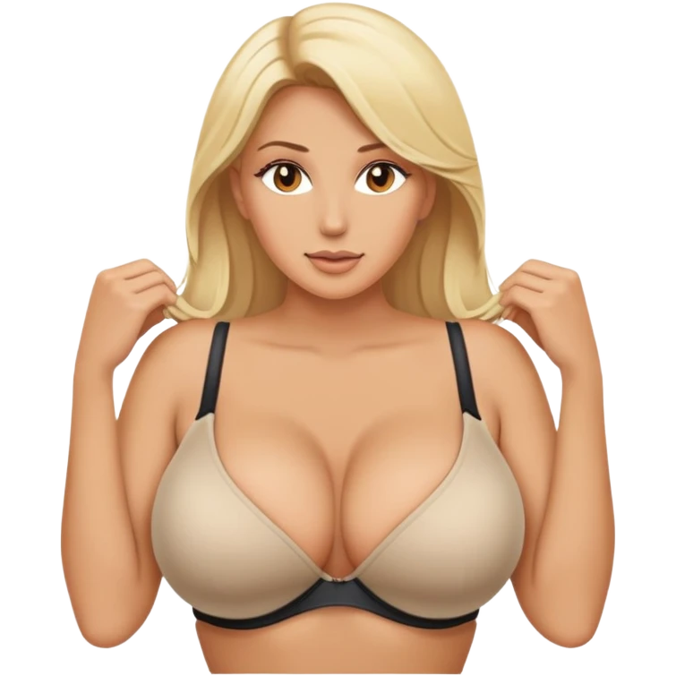 Blond woman with massive boobs and opened bra emoji