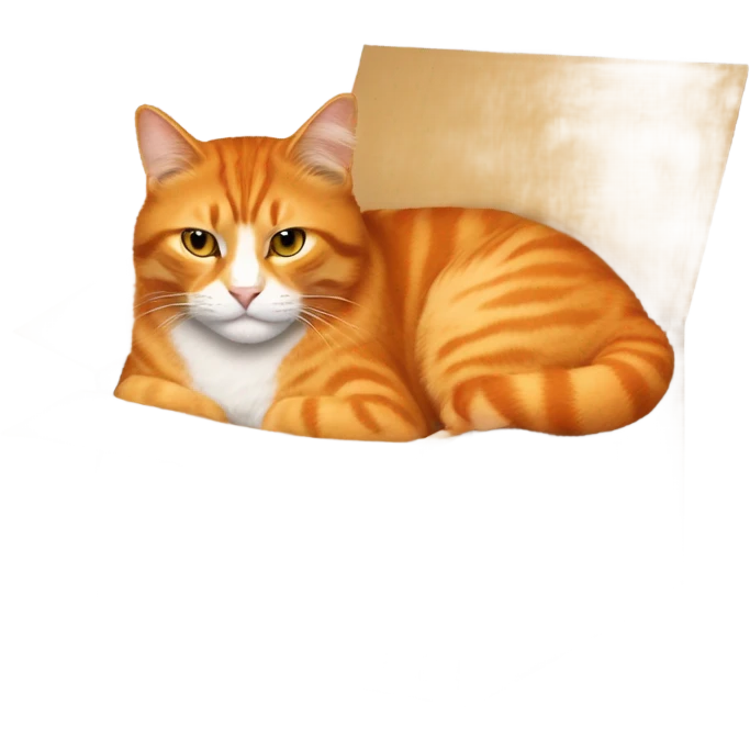 All orange cat in a big cardboard box emoji