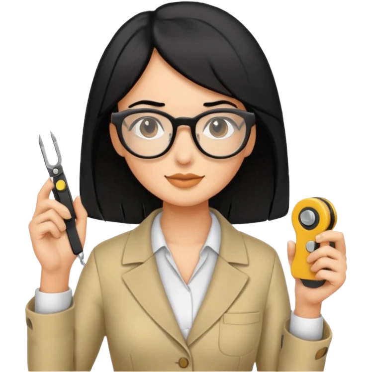 tailor woman holding measure black hair emoji