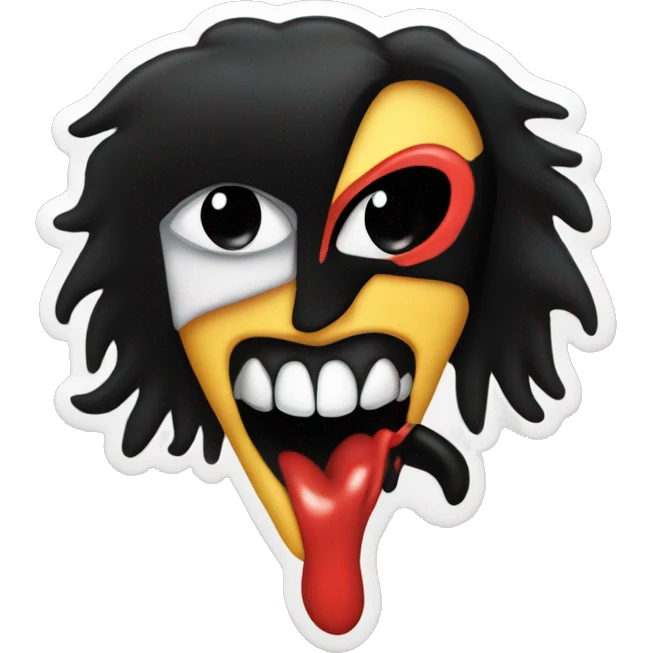 kiss band logo with four, gene simmons emoji