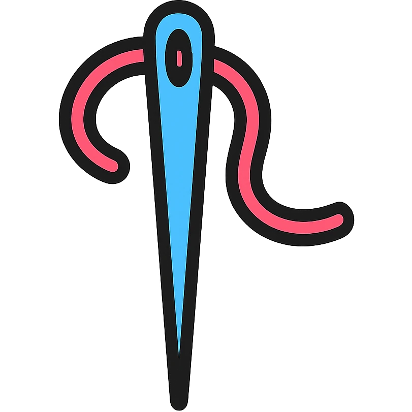 stylized and modern sewing needle icon, lineal color with black outlines emoji