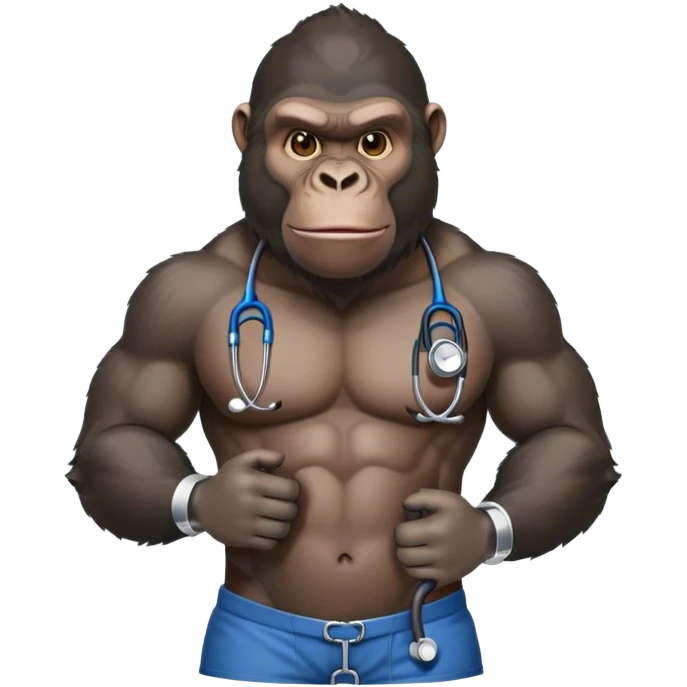 super buff gorilla WITH STETHOSCOPE emoji