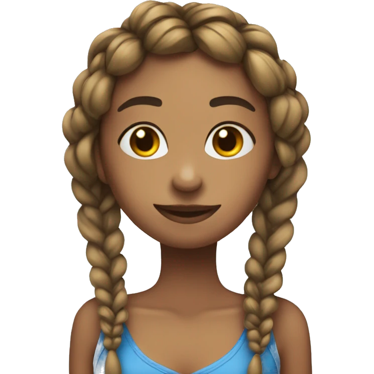 Chica con trenzas y corazones azules  emoji