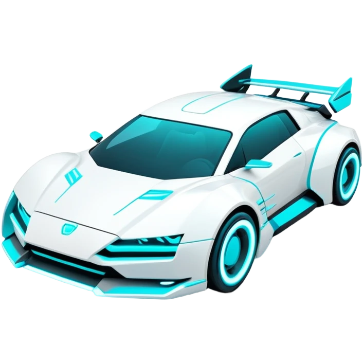 futuristic white and cyan cyberpunk car emoji