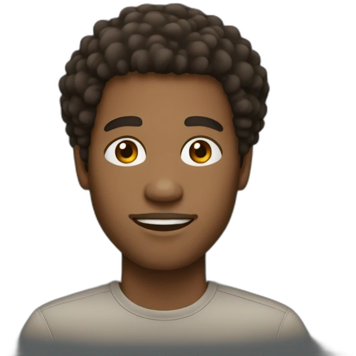 man with mid dark skintone and afro hair emoji