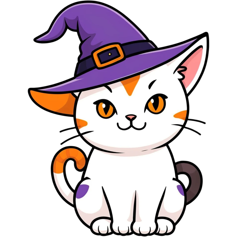 Cat in witches hat emoji