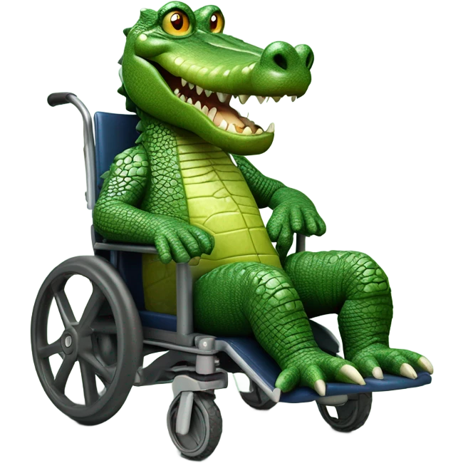 A crocodile combined with a pickle in a wheelchair emoji
