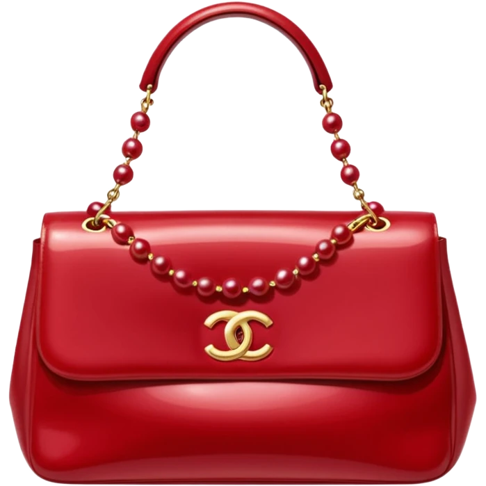 chanel red pearl bag gold hardware emoji
