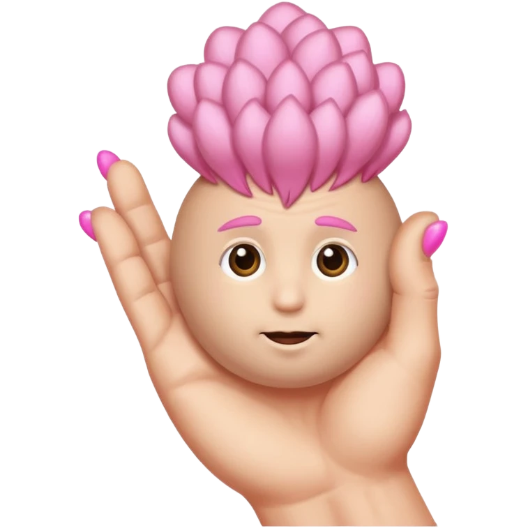 hand on big penis with pink tip and hair balls emoji