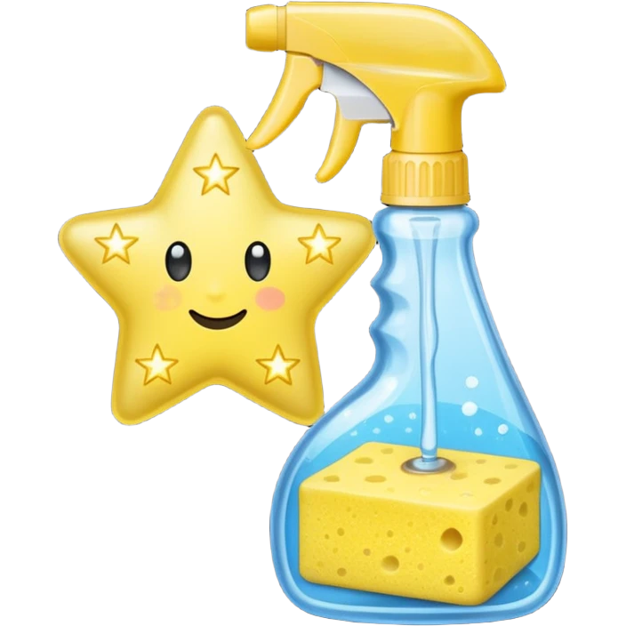 CLEANING_PRODUCTS
A cleaning set: a spray bottle with a sparkling star and a small sponge outline. emoji