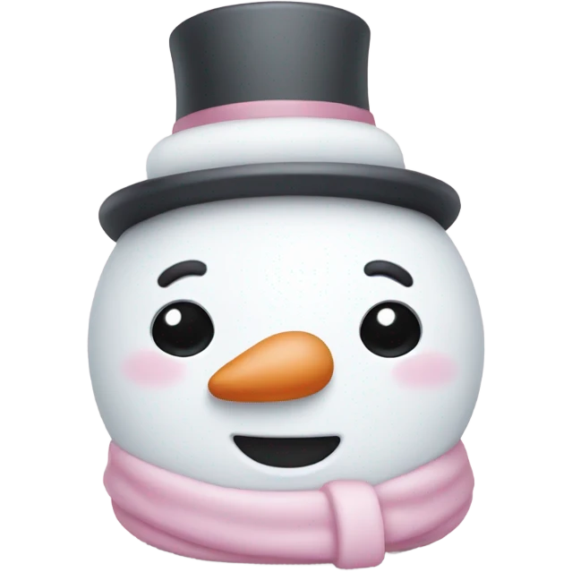 Cute white and light pink snowman emoji