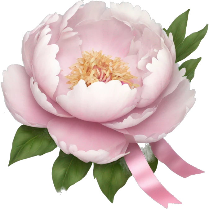 Pastell pink and white peony with ribbon emoji