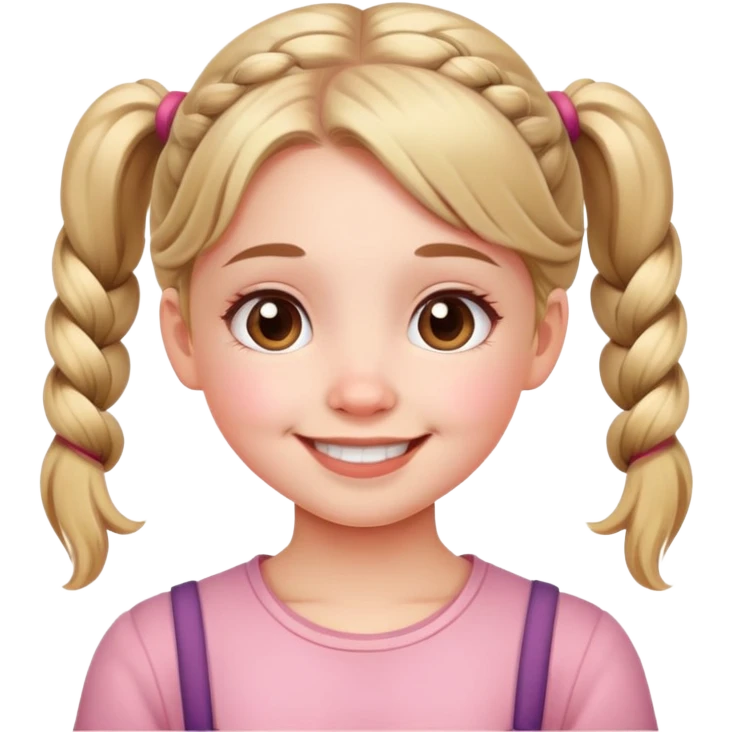 cute smiling girl with pigtails and rosy cheeks emoji