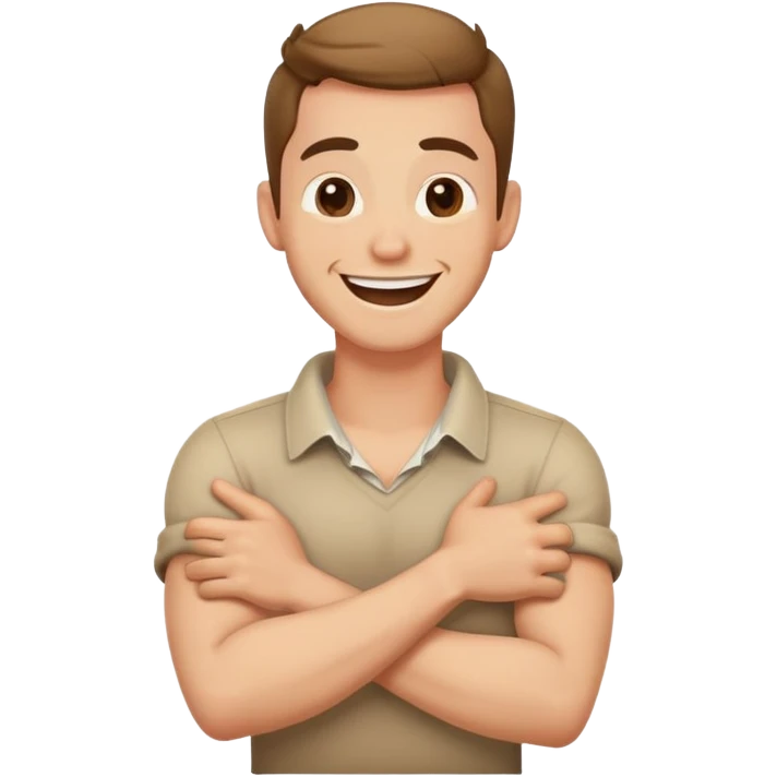 arms cross holding neck laughing guy emoji