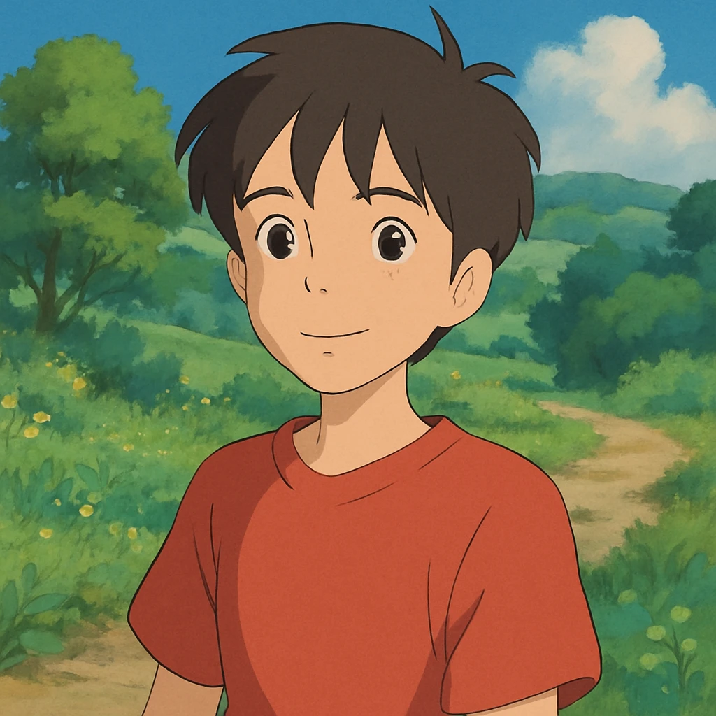 young human being, Studio Ghibli inspired illustration emoji