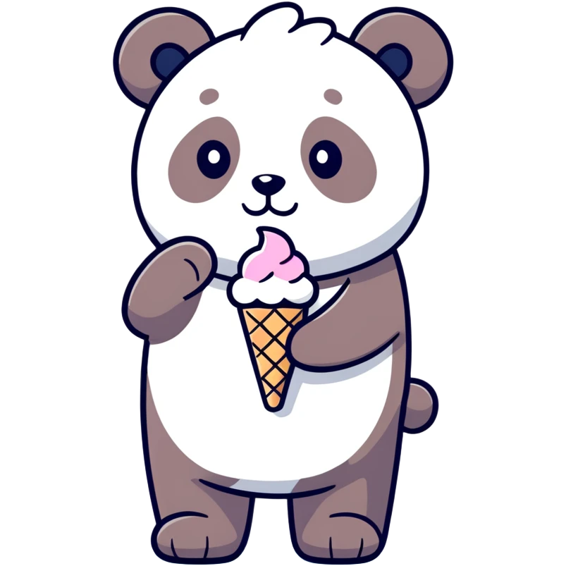 Panda eating ice cream emoji