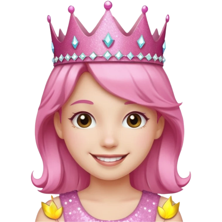 pink girl glitter crown emoji
