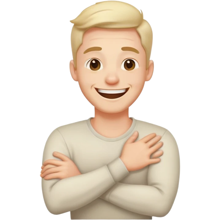 Arms crossed holding neck laughing guy emoji