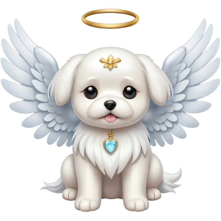 maltese dog with angel wings emoji