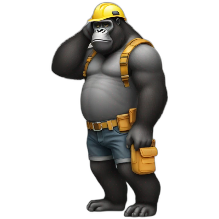 serious builder gorilla in full growth emoji