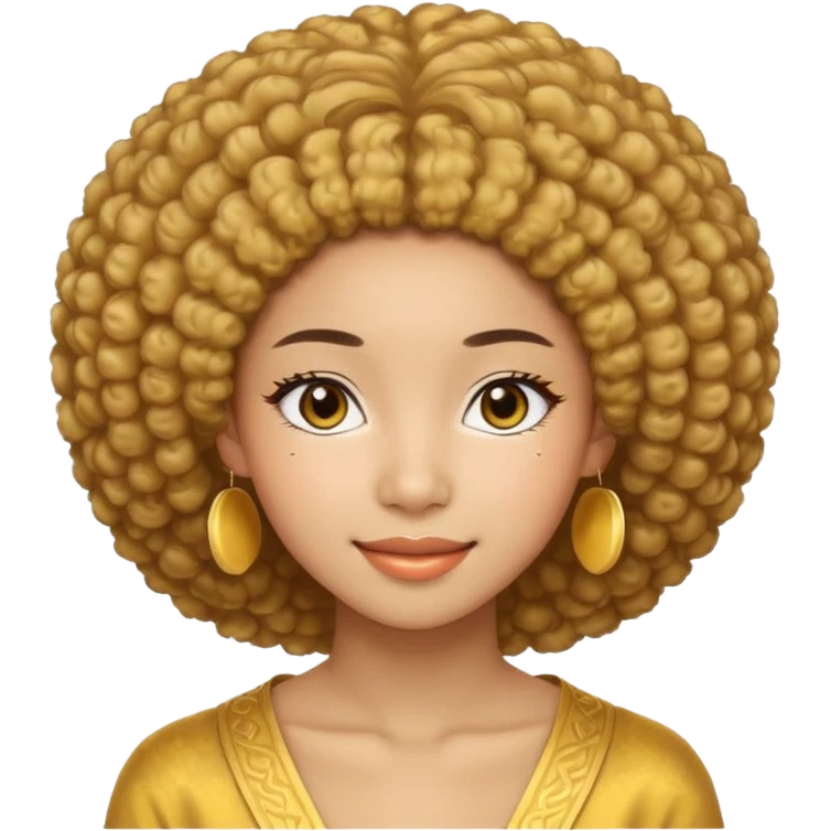une image d'une fille métisse afro japonaise très belle de 20 ans réaliste emoji