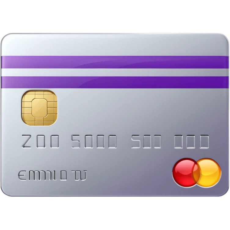 Shiny silver credit card with a purple stripe emoji