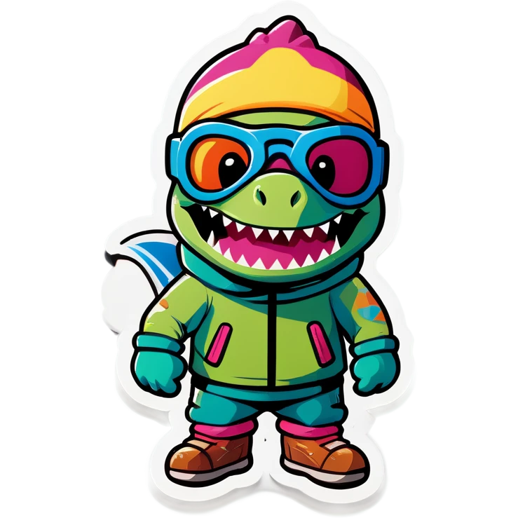 Dinosaur wearing a ski mask emoji