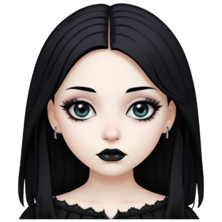a slightly dark-haired girl in the Gothic style with black hair  emoji