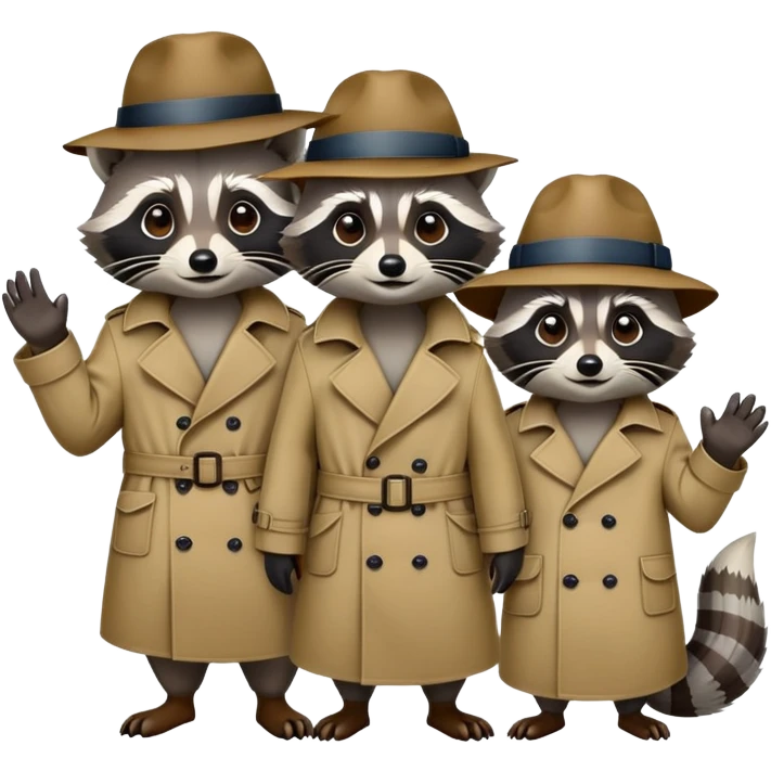 Three raccoons in one trench coat emoji