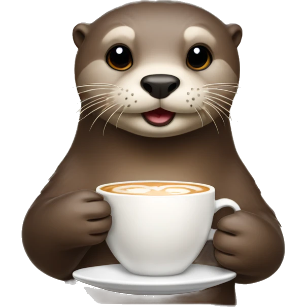 Otter with a disdainful expression sipping a latte emoji