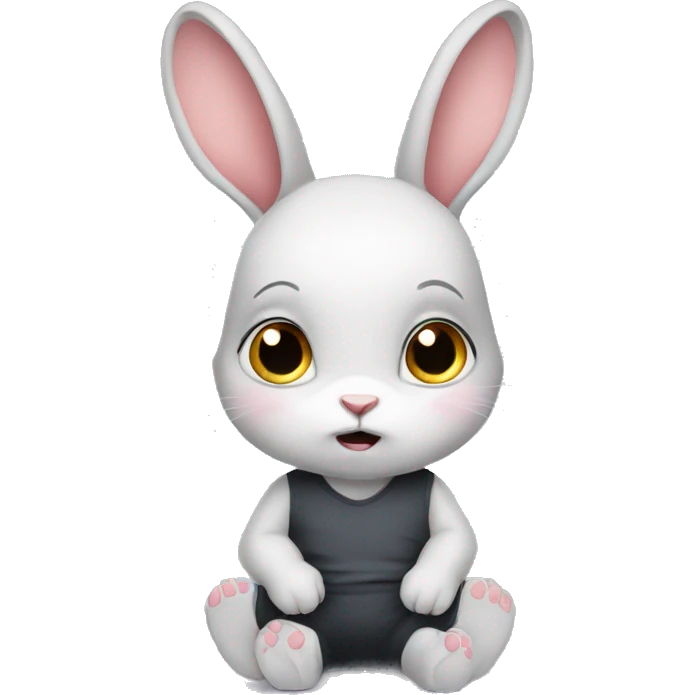 an anxious baby rabbit in leggings  emoji