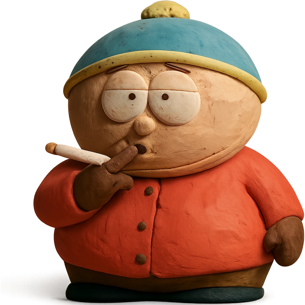 Eric Cartman from South Park smoking emoji