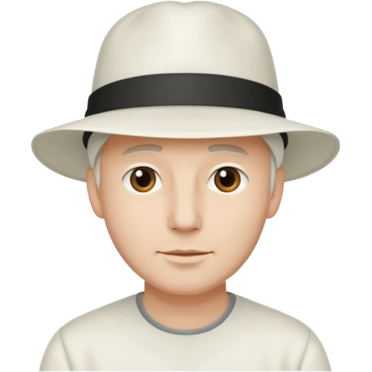 adulto con sombrero blanco, hombre que el sombrero no tenga cinta a su alrededor emoji