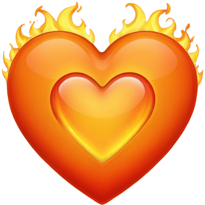 Corazón Naranja con un fuego  emoji
