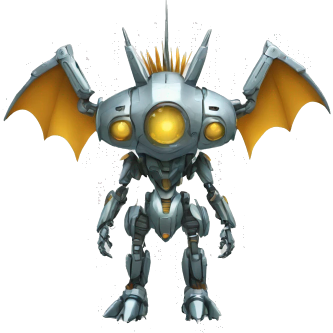 a futuristic mechanical spiky Medabot-Dragon full body emoji