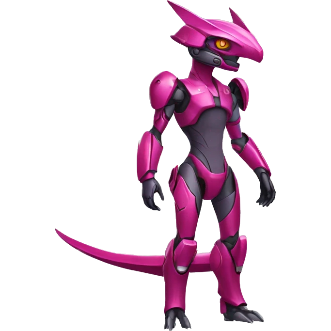 a Genesect-Raptor-Fakémon-—hybrid with a futuristic visor-helmet full body emoji