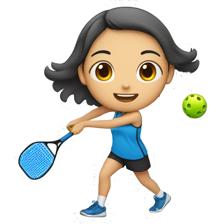 Asian girl is playing pickleball emoji