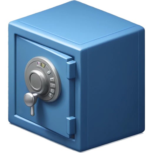 3d  isometric small safe in blue emoji